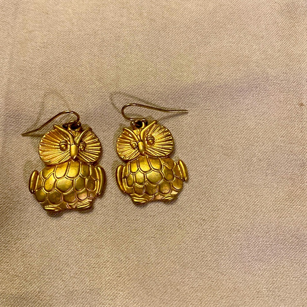 Owl fashion earrings, gold